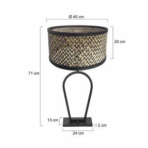 Outlet Steinhauer Lampe à poser Stang 3751ZW, tressage noir/naturel