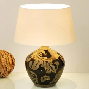 Shop Holländer Lampe à poser Toulouse ronde, hauteur 42 cm, noire