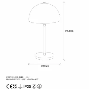 Store Opviq Lampe à poser Varzan 10857, or antique, métal, hauteur 50 cm