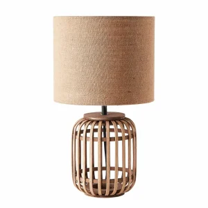 Cheap Brilliant Lampe à poser Woodrow en bambou abat-jour en tissu