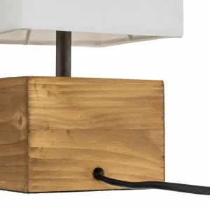 Discount Reality Leuchten Lampe à poser Woody à pied en bois, 12 cm x 12 cm