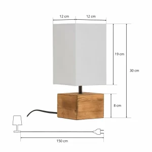 Discount Reality Leuchten Lampe à poser Woody à pied en bois, 12 cm x 12 cm