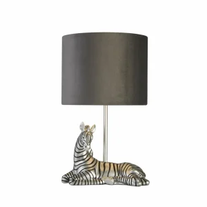 New Searchlight Lampe à poser Zebra, noir/argent, résine synthétique, 26 cm, E27