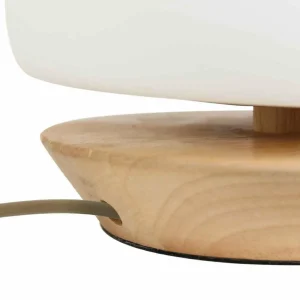 Fashion Steinhauer Lampe de table Ancilla, bois, verre, hêtre, blanc opale, douille G9