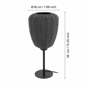 Sale EGLO Lampe de table Barlaston, hauteur 39 cm, noir/gris, métal/tissu