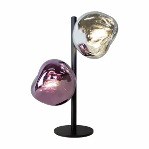 Fashion Eco-Light Lampe de table Canopus violet/argenté hauteur 40 cm à 2 lampes verre E14