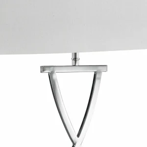 Cheap Searchlight Lampe de table Club, chrome/blanc, hauteur 35,5 cm, textile, E14