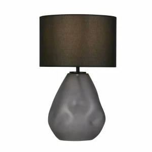 Online Searchlight Lampe de table Devon, noir/gris fumée Hauteur 44,5 cm Textile/Verre