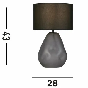 Online Searchlight Lampe de table Devon, noir/gris fumée Hauteur 44,5 cm Textile/Verre