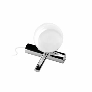 New Linea Light Lampe de table LED Rossini, chrome, aluminium, PMMA, variateur d'intensité