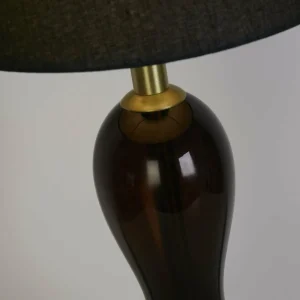 Outlet Searchlight Lampe de table Marakesh noir/gris fumé hauteur 67 cm textile/verre