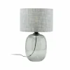 Outlet TK Lighting Lampe de table Melody, hauteur 48 cm, verre gris fumé, textile graphite