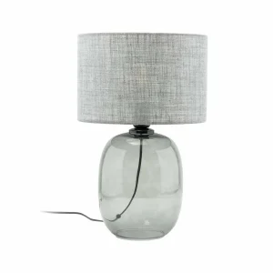 Outlet TK Lighting Lampe de table Melody, hauteur 48 cm, verre gris fumé, textile graphite