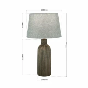Shop ORION Lampe de table Orchid, brun/gris, hauteur 53,5 cm, céramique/lin
