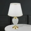 Best Sale ORION Lampe de table Ovum, blanc/doré, hauteur 48 cm, céramique/chintz