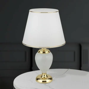 Best Sale ORION Lampe de table Ovum, blanc/doré, hauteur 48 cm, céramique/chintz