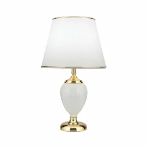 Best Sale ORION Lampe de table Ovum, blanc/doré, hauteur 48 cm, céramique/chintz