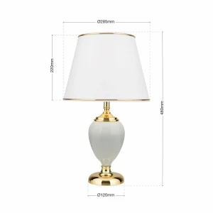Best Sale ORION Lampe de table Ovum, blanc/doré, hauteur 48 cm, céramique/chintz