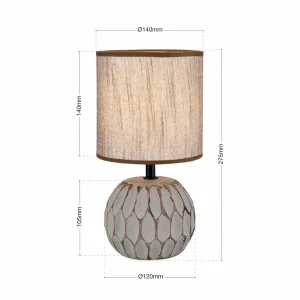 Cheap ORION Lampe de table Pinia, marron, hauteur 27,5 cm, céramique/lin