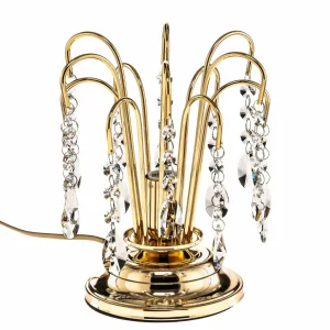Store ONLI Lampe de table Pioggia avec pluie de cristaux, 26cm, or