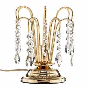 Store ONLI Lampe de table Pioggia avec pluie de cristaux, 26cm, or