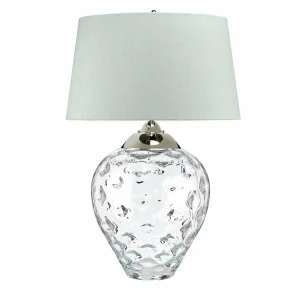 New Quintiesse Lampe de table Samara, Ø 51 cm, transparent, tissu, verre, à 2 lampes
