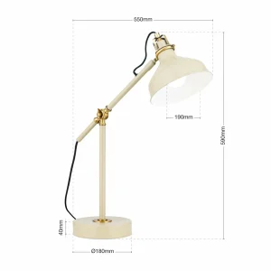 Hot ORION Lampe de table Schiller, kaki, métal, hauteur 59 cm, réglable