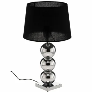 Online Argon Lampe de table textile Fulda, abat-jour noir, pied chromé