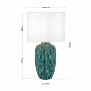 Fashion ORION Lampe de table Tortuga, vert/blanc, hauteur 49,5 cm, céramique/lin