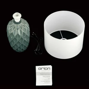 Fashion ORION Lampe de table Tortuga, vert/blanc, hauteur 49,5 cm, céramique/lin