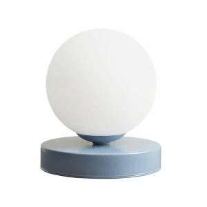 Hot ALDEX Lampe Joel abat-jour verre rond, bleu/blanche