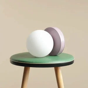 New ALDEX Lampe Joel abat-jour verre rond, lilas/blanche