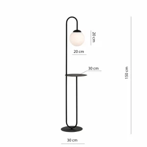Cheap EMIBIG LIGHTING Lampe sur pied Bari, noir, métal, verre