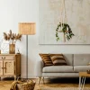New Briloner Lampe sur pied Borra, naturel, métal, paille, E27