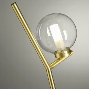 Store miloox by Sforzin Lampe sur pied Camely, or brossé/clair, 3 lampes, verre