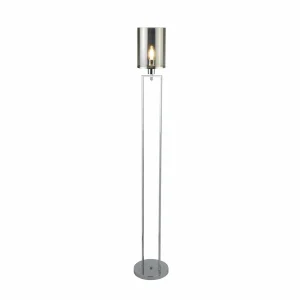 Best Searchlight Lampe sur pied Catalina, verre, chrome/fumée, E27, 144 cm