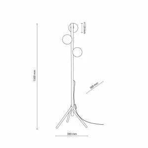 Hot TK Lighting Lampe sur pied Estera, verre opalin, structure en bois, à 3 lampes
