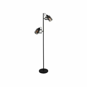 Flash Sale Freelight Lampe sur pied Fumoso, à 2 lampes, hauteur 143 cm, noir/gris fumée