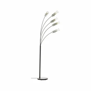 New Brilliant Lampe sur pied Glasini, hauteur 200 cm, gris fumé, 5 lampes, verre