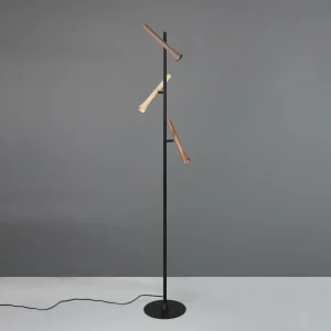 Store Trio Lighting Lampe sur pied LED Fiato, à 3 lampes, noir mat, métal, variateur