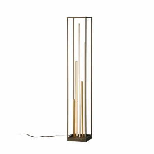 Cheap FISCHER & HONSEL Lampe sur pied LED Grid, noir/or, métal, CCT, intensité variable
