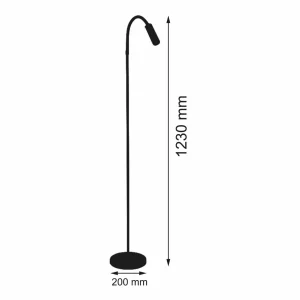 Sale Busch Lampe sur pied LED Rocco, noir mat bras flex rouge