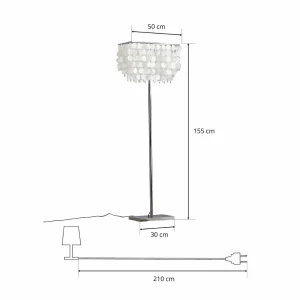 Sale ONLI Lampe sur pied Makani, chrome, décor coquillage