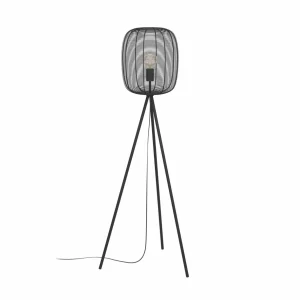 Best Sale EGLO Lampe sur pied Rinroe, hauteur 140,5 cm, noir, acier
