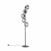 Outlet Eco-Light Lampe sur pied Ripple, noir/gris fumée, 5 lampes, verre