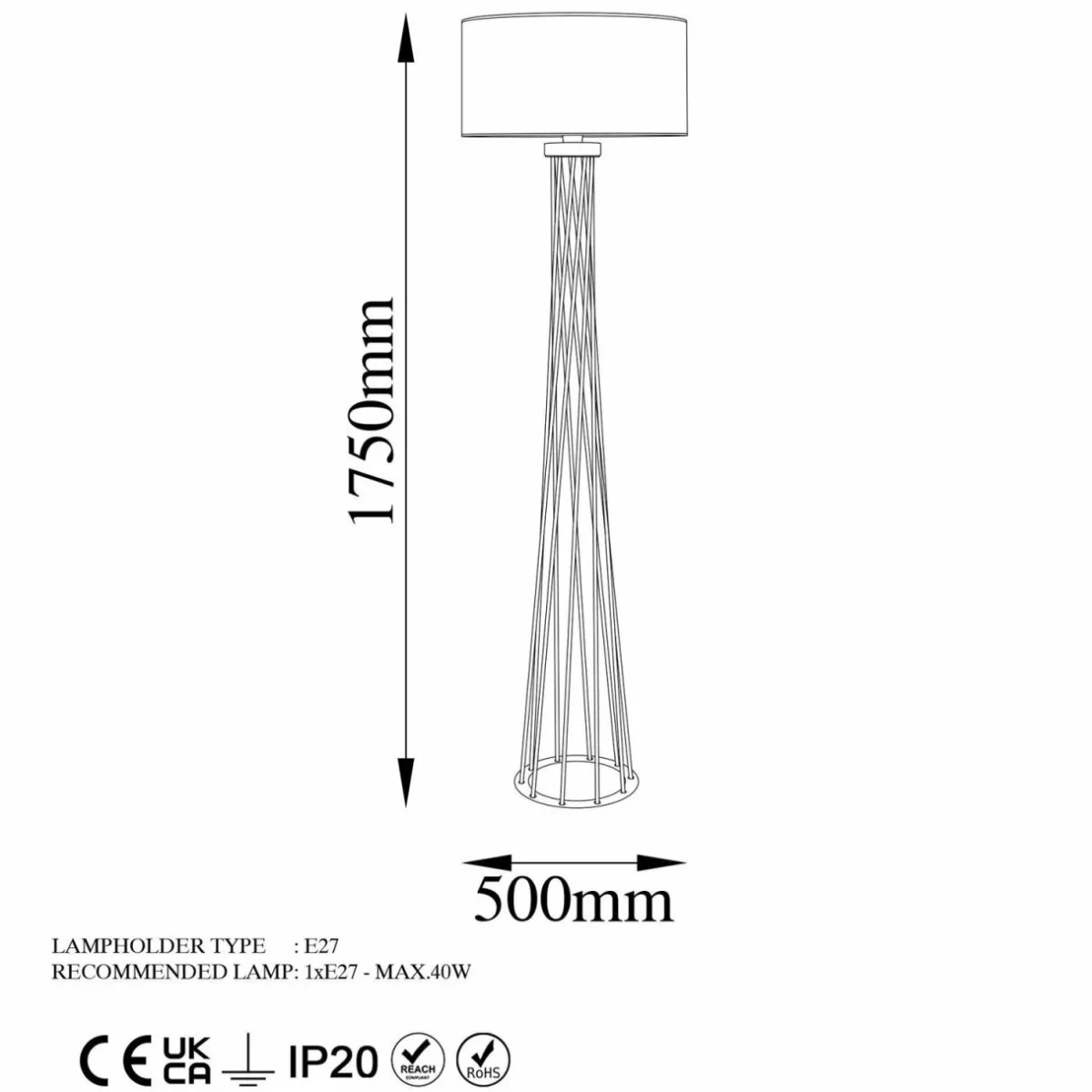 lampe_sur_pied_tall__noir_canvas_hauteur__cm_2.webp Best Sale Opviq Lampe sur pied Tall 13470, noir, Canvas, hauteur 175 cm