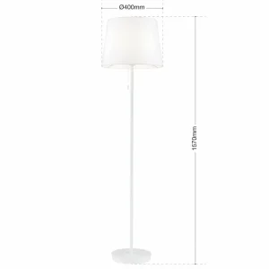 Hot ORION Lampe sur pied textile Ludwig, blanc
