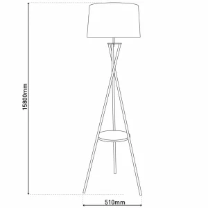 Hot Näve Lampe sur pied Tora, noir/blanc, textile, hauteur 158 cm trépied