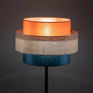 Sale TK Lighting Lampe sur pied Trio, abat-jour en jute, orange/brun naturel/pétrole