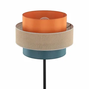 Sale TK Lighting Lampe sur pied Trio, abat-jour en jute, orange/brun naturel/pétrole